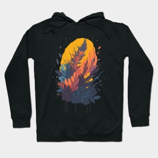 Abstract floral illustration with watercolor blots and leaves Hoodie